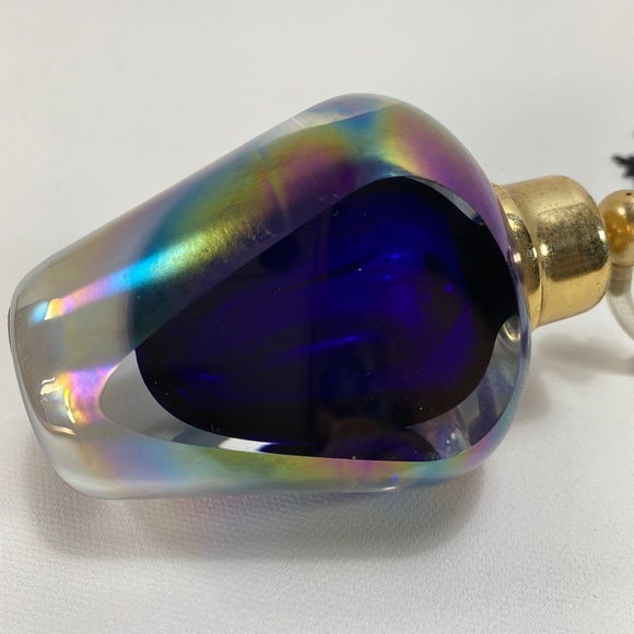 Vtg Royal Limited Cobalt Crystal Perfume Atomizer Bottle Iridescence Tassel - Picture 6 of 16